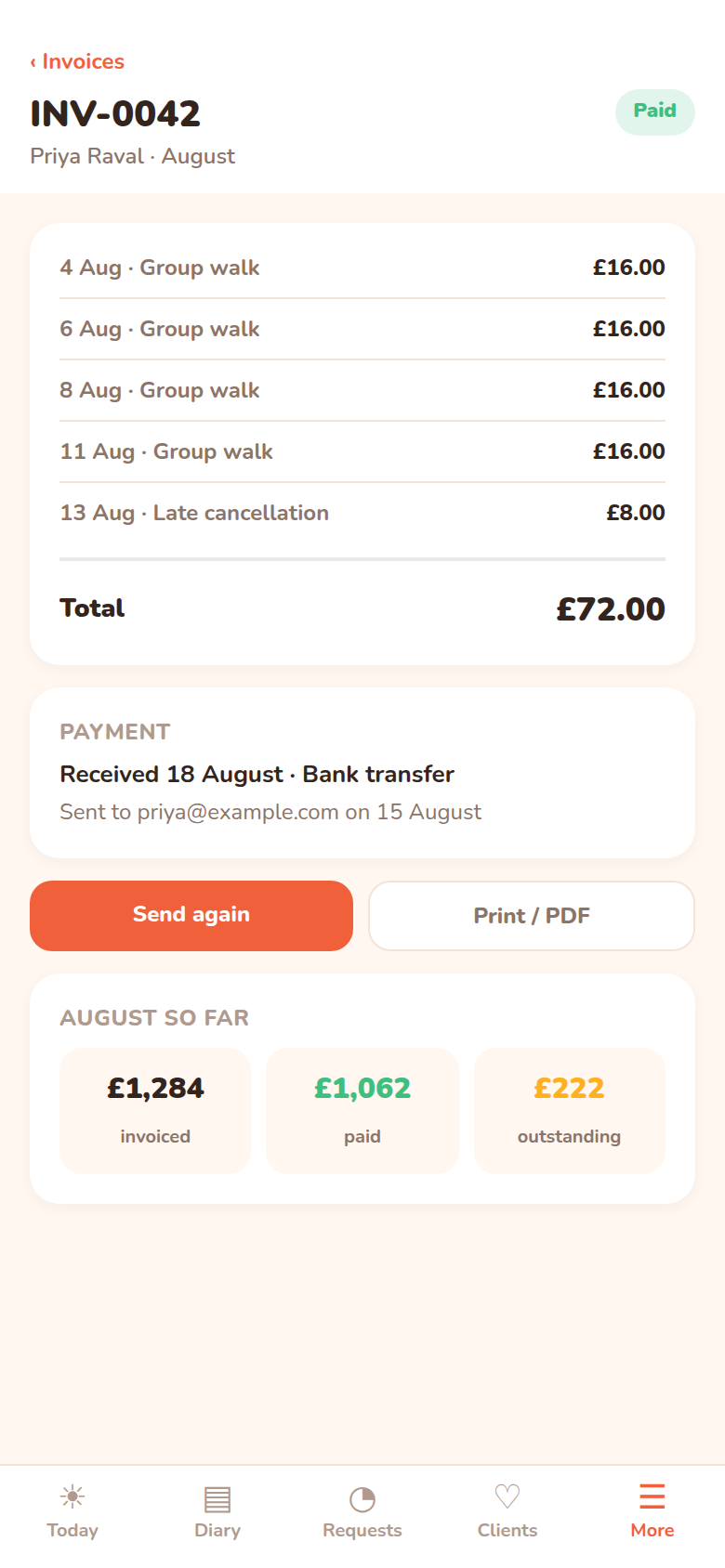Paw Diary: invoices from real walks